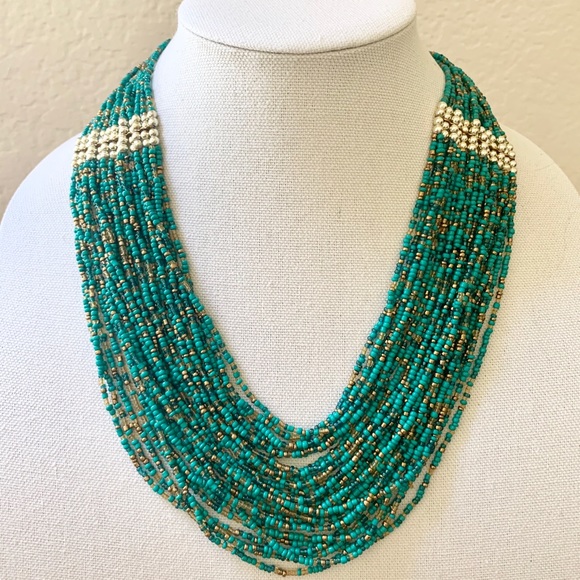 Turquoise multiple row statement necklace - Picture 2 of 5